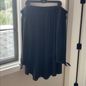 Black off the shoulder mini dress